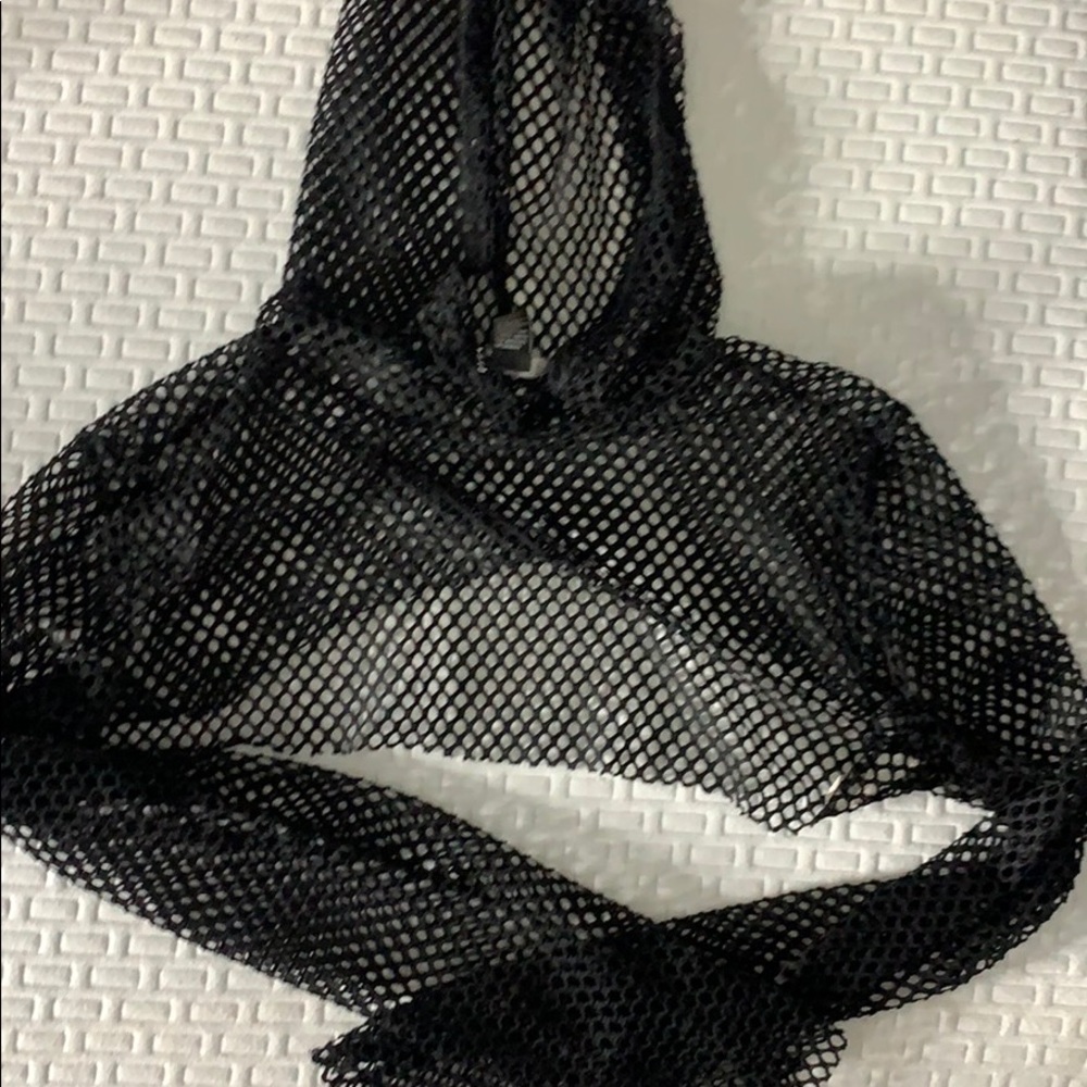 Fishnet cropped top hoodie